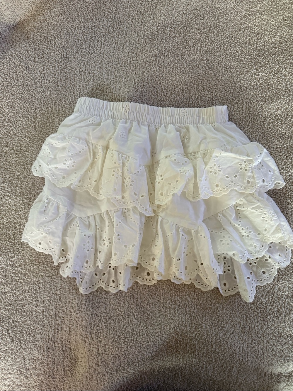 H&M White Eyelet Ruffle Mini Skirt